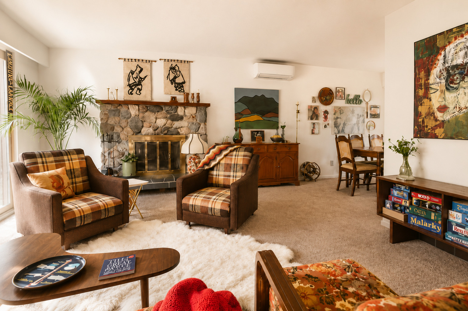 Orange retro-inspired living room at Sunshine Haus
